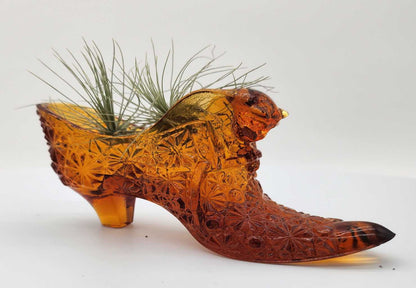 Art Glass Amber Shoe Slipper Air Plants - Starlight Nursery 