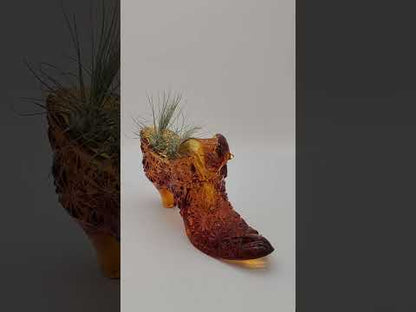 Art Glass Amber Shoe Slipper Air Plants